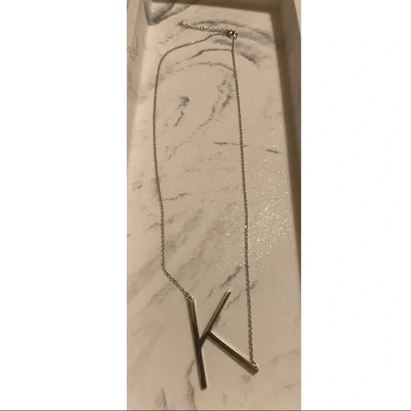Silver Initial K Necklace NIB - Picture 2 of 4